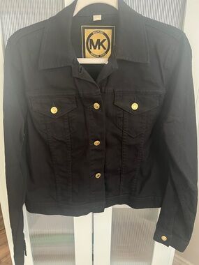 Michael Kors Black Denim Jacket with Gold-Tone Buttons